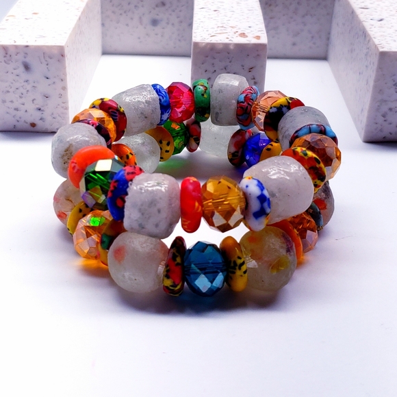 Handmade Beaded African Bracelet, Unisex #4 (2 pieces) - Picture 1 of 5